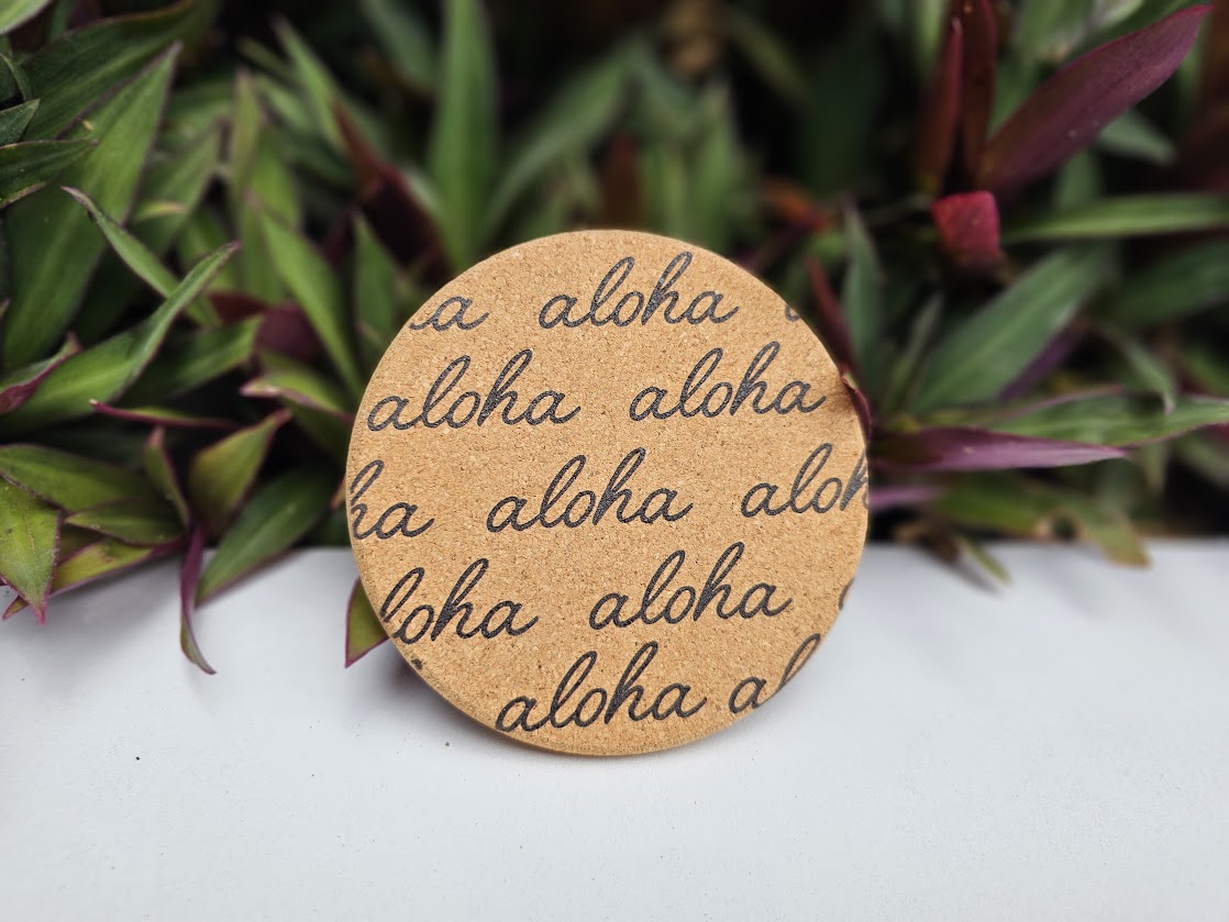 Aloha Curly - Cork Coaster