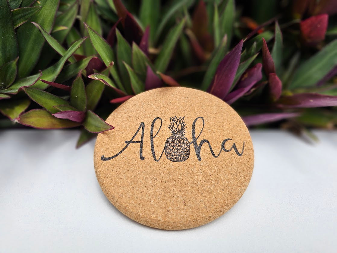 Aloha Pineapple- Cork Coaster
