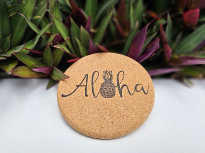 Aloha Pineapple- Cork Coaster