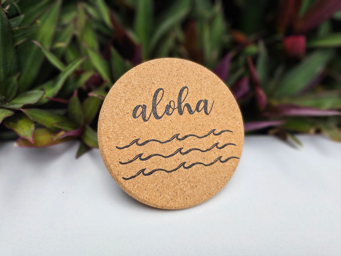 Aloha Feeling Wavey - Cork Coaster