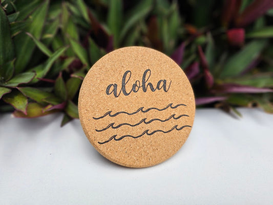 Aloha Feeling Wavey - Cork Coaster