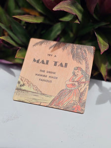 Vintage Mai Tai- Wood Coaster