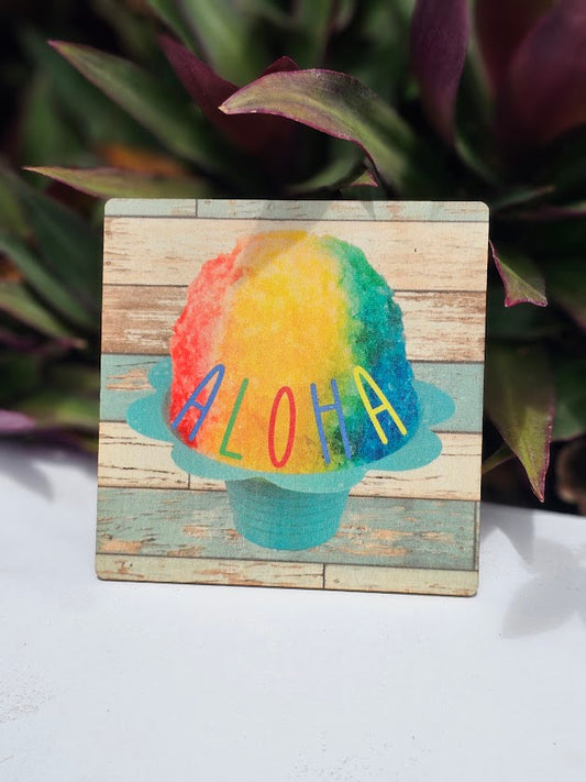 Shave Ice - Wood Coaster