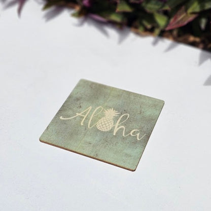 Aloha Pineapple - Wood Coaster