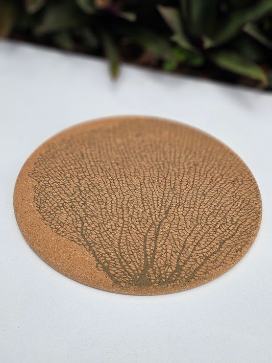 Cork Trivet - Fan Coral