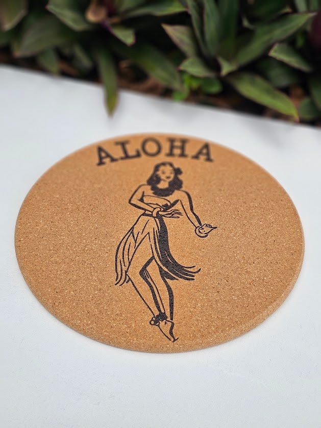 Cork Trivet - Hula Girl