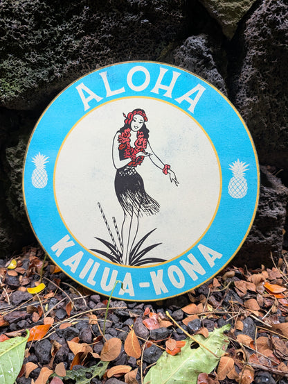Vintage Style Round Sign - Aloha Kailua Kona