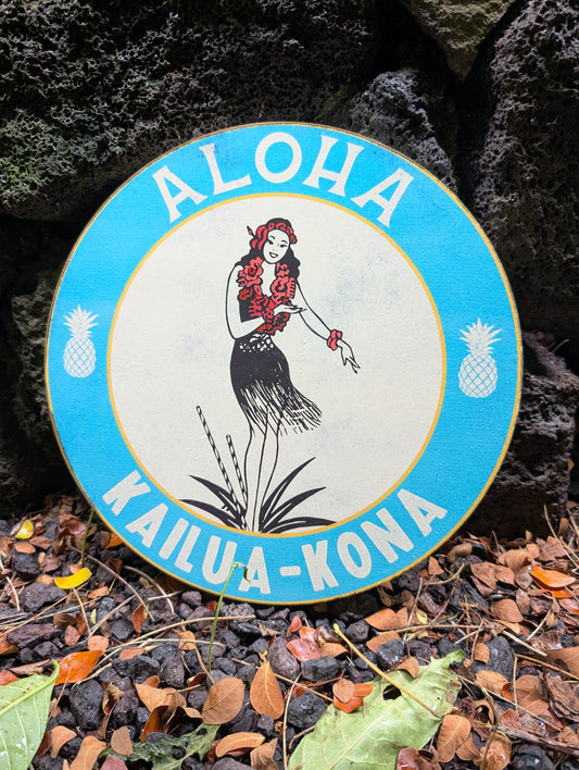 Vintage Style Round Sign - Aloha Kailua Kona
