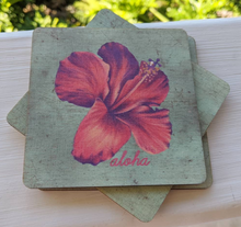 Load image into Gallery viewer, Vintage Hibiscus - Wood Coaster
