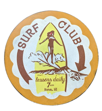 Load image into Gallery viewer, 12&quot; Vintage Style Round Sign -Surf Club Yellow
