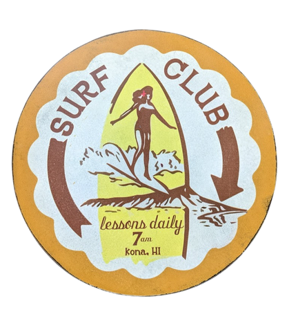 Vintage Style Round Sign - Surf Club Yellow