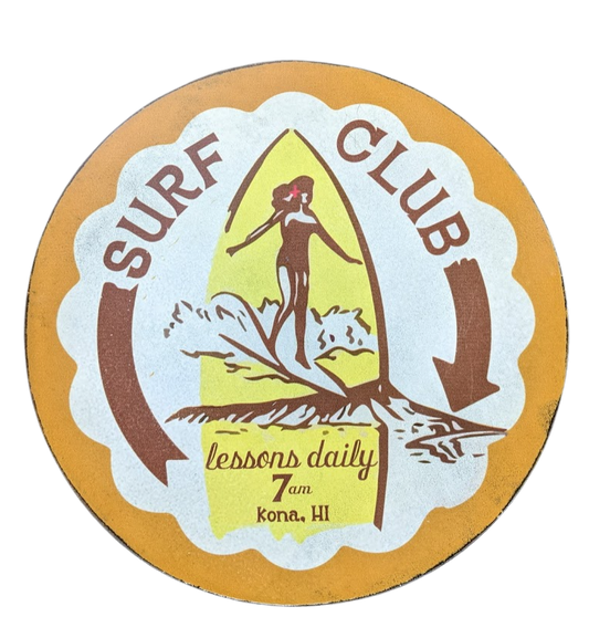 Vintage Style Round Sign - Surf Club Yellow