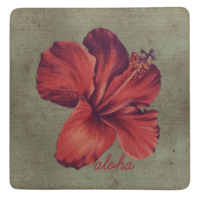 Vintage Hibiscus - Wood Coaster