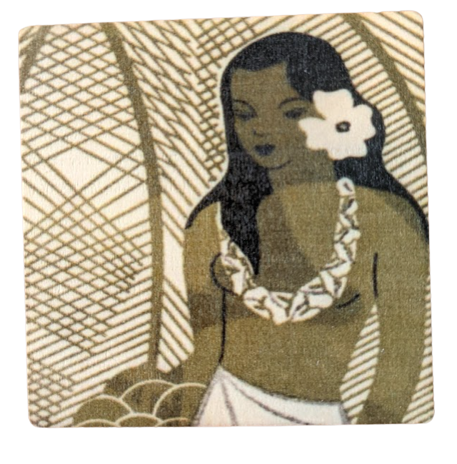 Vintage Island Girl - Wood Coaster