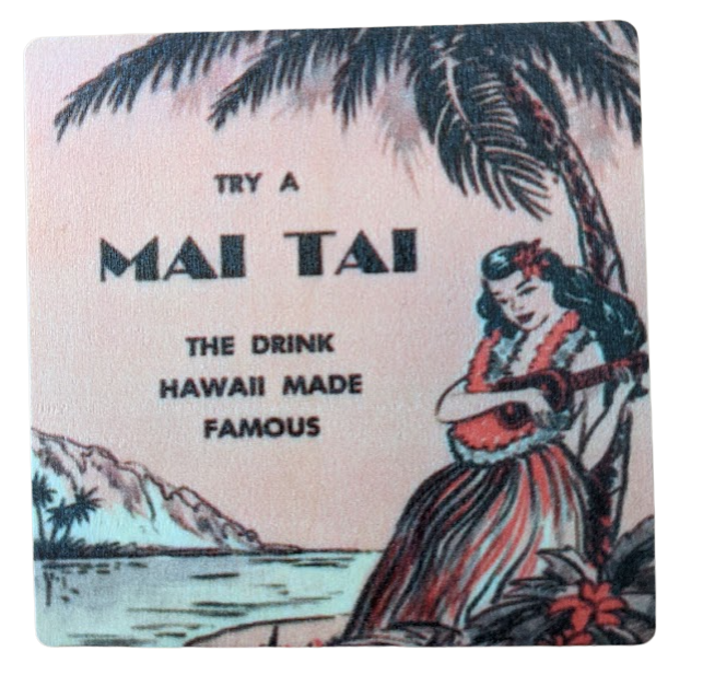 Vintage Mai Tai- Wood Coaster