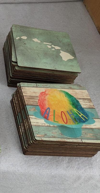 Hawaiian Islands- Wood Coaster