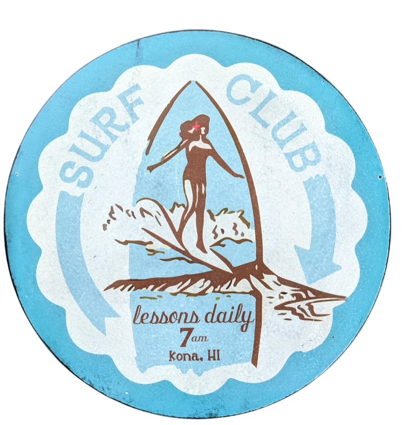 Vintage Style Round Sign - Surf Club Blue