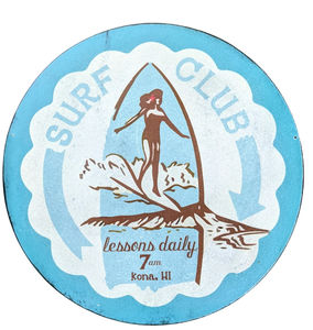 16"  Vintage Style Round Sign - Surf Club Blue